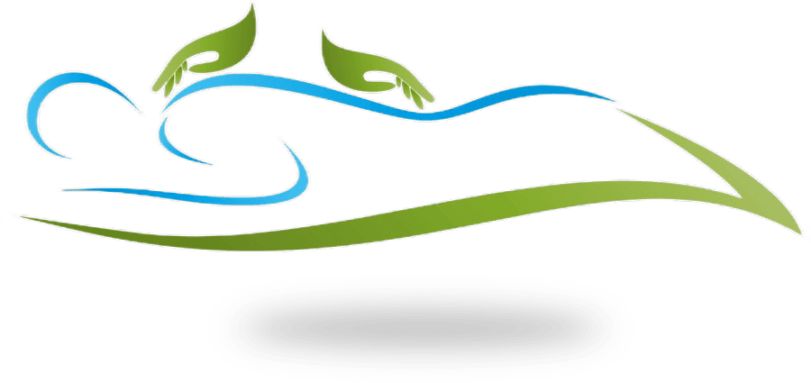 A green and blue snake is in the middle of its path.